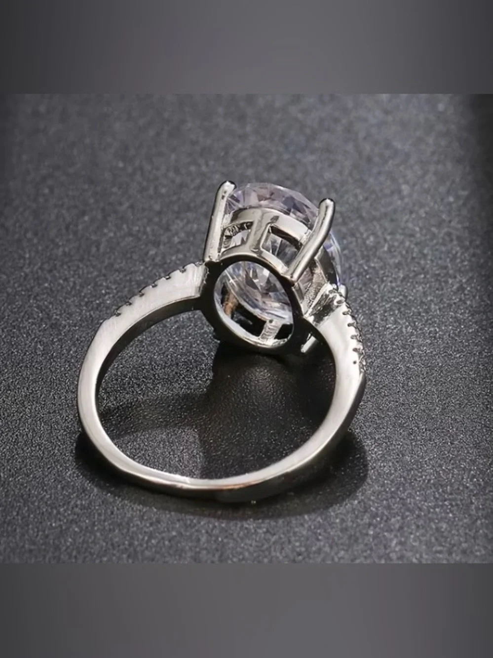 Classic Oval White Crystal Solitaire Ring - Women's Jewelry